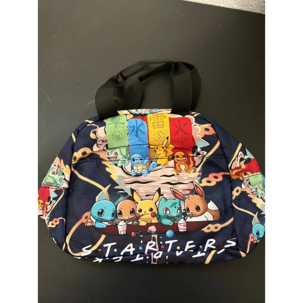 Pokemon Starters Anime Backpack 3 Piece Set Pikachu Eevee Ramen Navy Blue NWOT